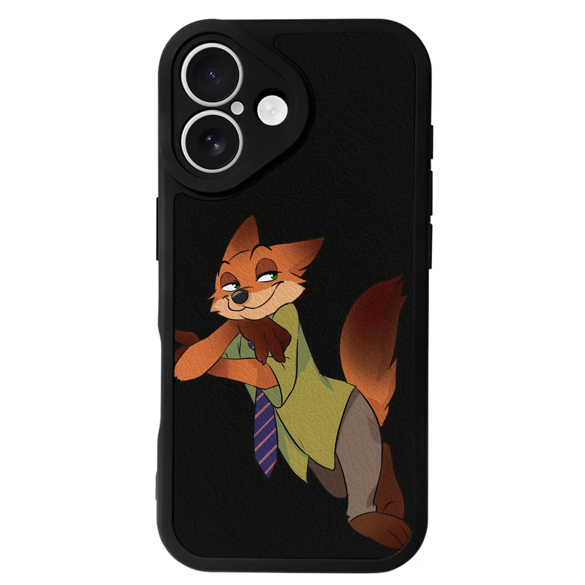 ズートピア グッズ,ニック・ワイルド - IPhone 16シリーズ対応 ・ シリコンスマホケース ・ レザー調 ・ 高精度フィット ・ 耐衝撃 ・ ワイヤレス充電対応 ・ 精密カット